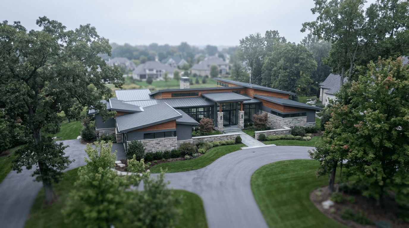 Drone flying over a residential property