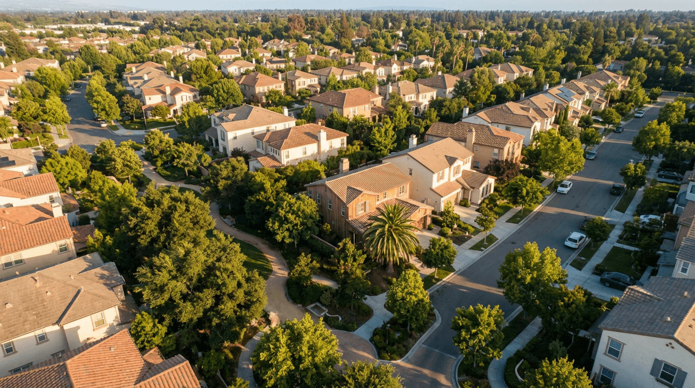 Aerial view of a residential neighborhood in Rockport
